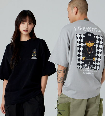 韓國 LifeWork Checkerboard Hipdog Short Sleeve T-Shirt【LW109】