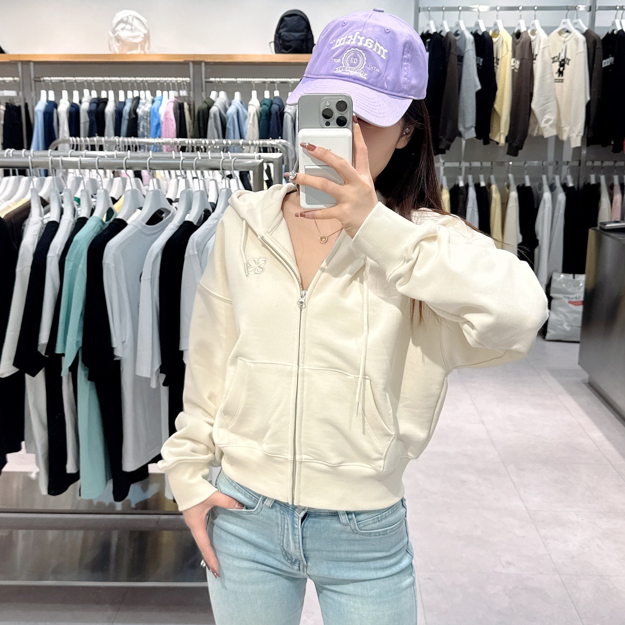 韓國 Markm (W) SYMBOL LOGO CROP HOODIE ZIP-UP【MA071】