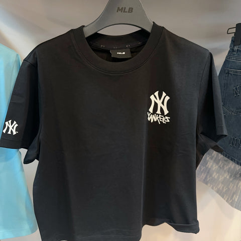韓國 MLB Women's Basic Small Logo Crop Short Sleeve T-Shirt LA【MB322】