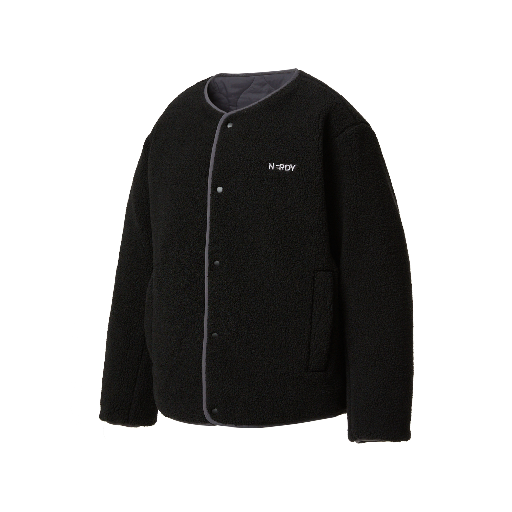 韓國 Nerdy Reversible Collarless Fleece Jacket【NY068】