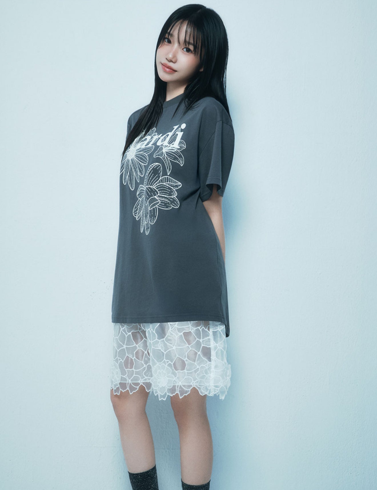 韓國 Mardi Mercredi UNISEX TSHIRT TRIPLE FLOWER【MM141】