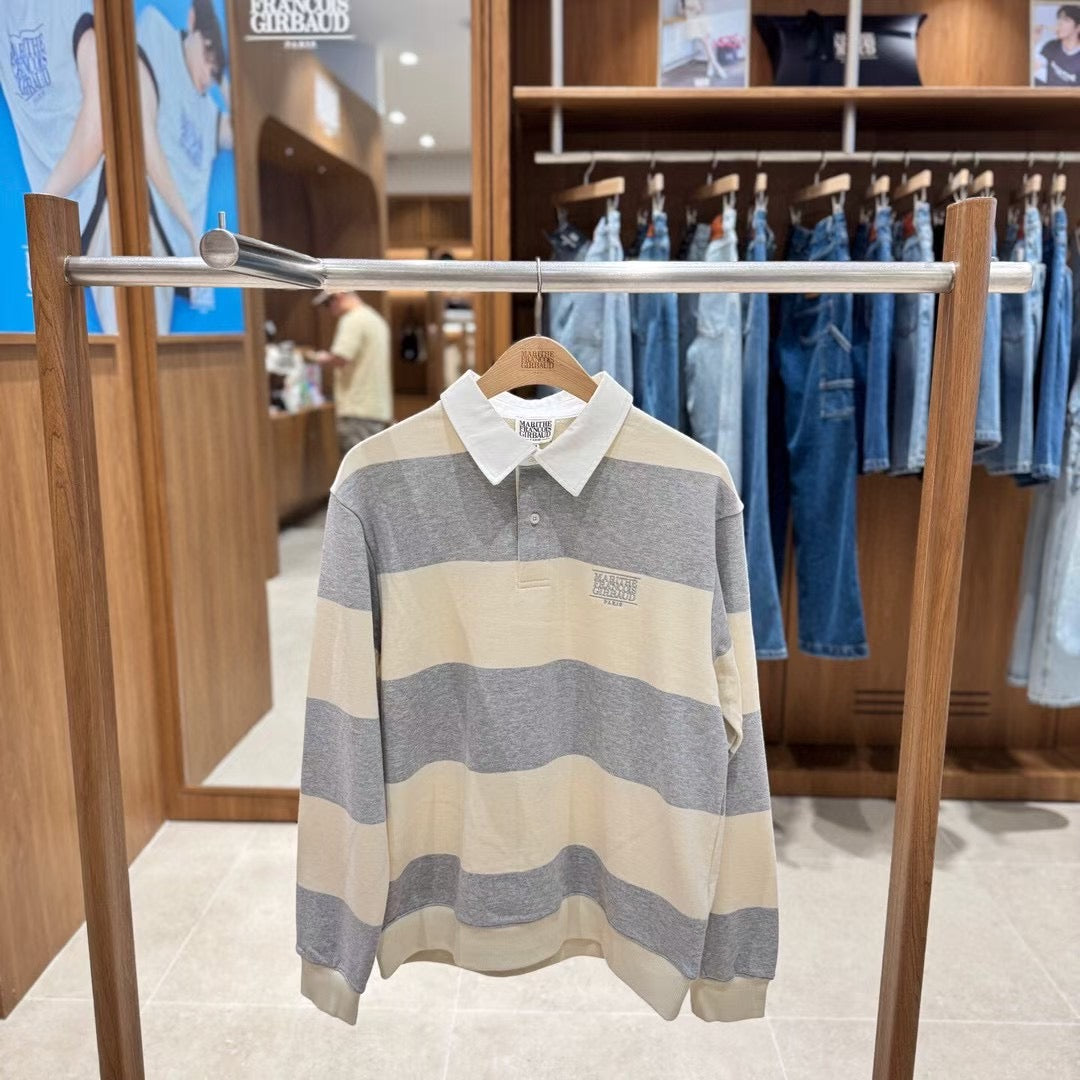 韓國 Marithe Francois Girbaud Classic Logo Stripe Rugby Sweatshirt【MF650】