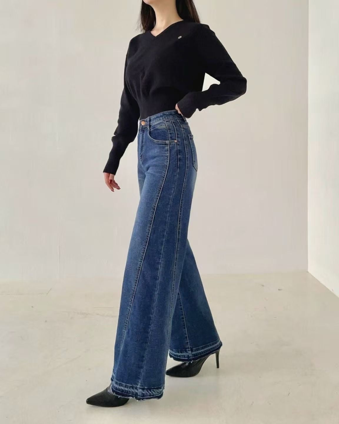 韓國 HowLuk 牛仔褲 刷薄毛 (冬季款)【H5616_1】