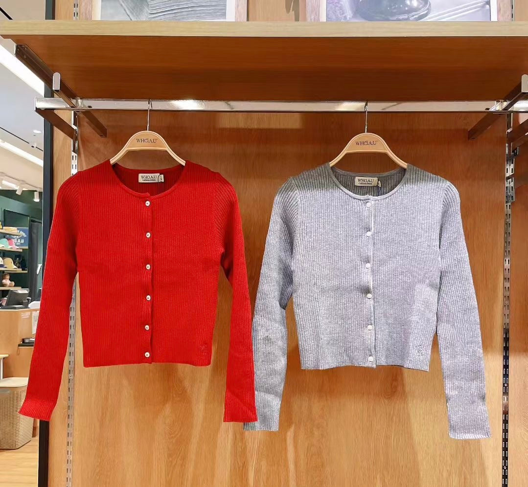 韓國 Who.A.U Ribbed Button Cardigan【WA221】