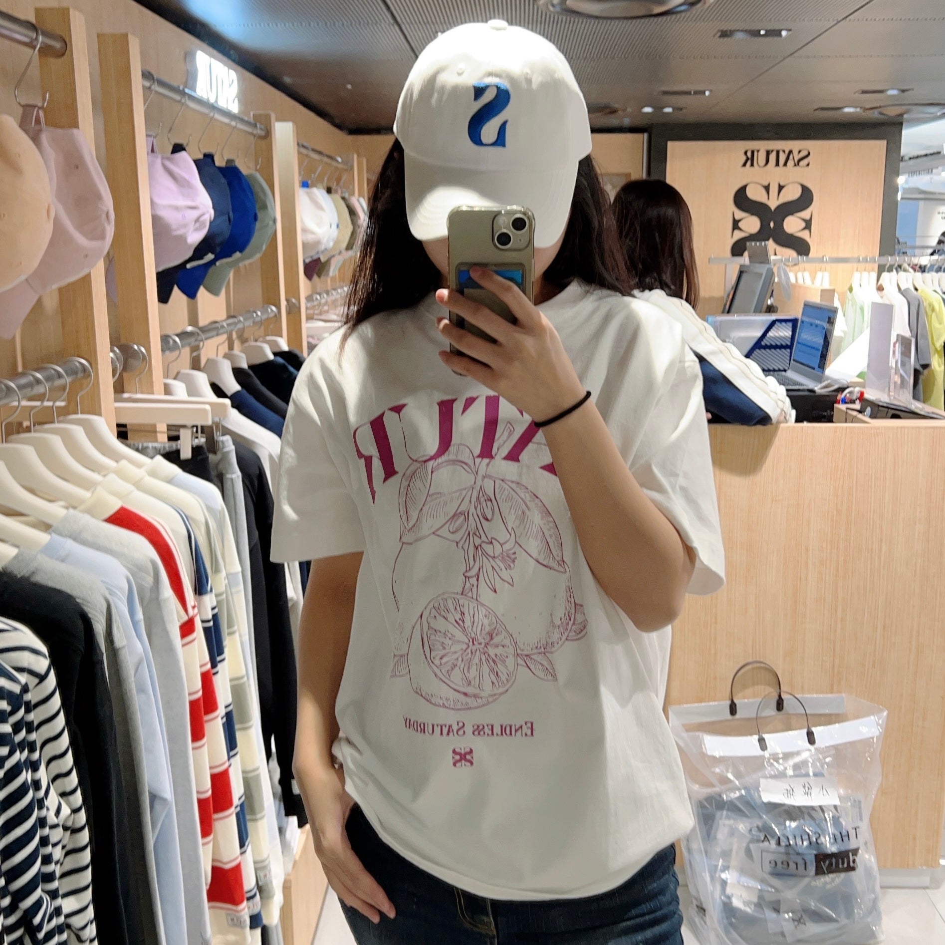 韓國 Satur Capri Citron Drawing Summer Graphic T-Shirt【SR098】