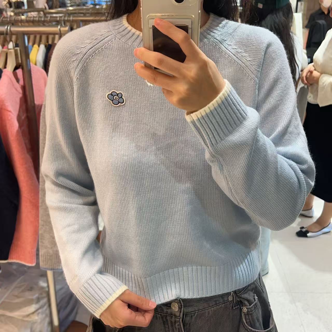 韓國 Wacky Willy Women's Lily Wappen Color Block Pullover【WW034】
