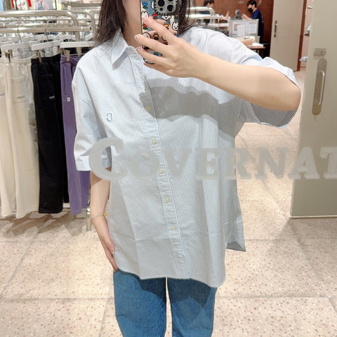 韓國 Covernat C Logo Oxford stripes Shirt【CO178】