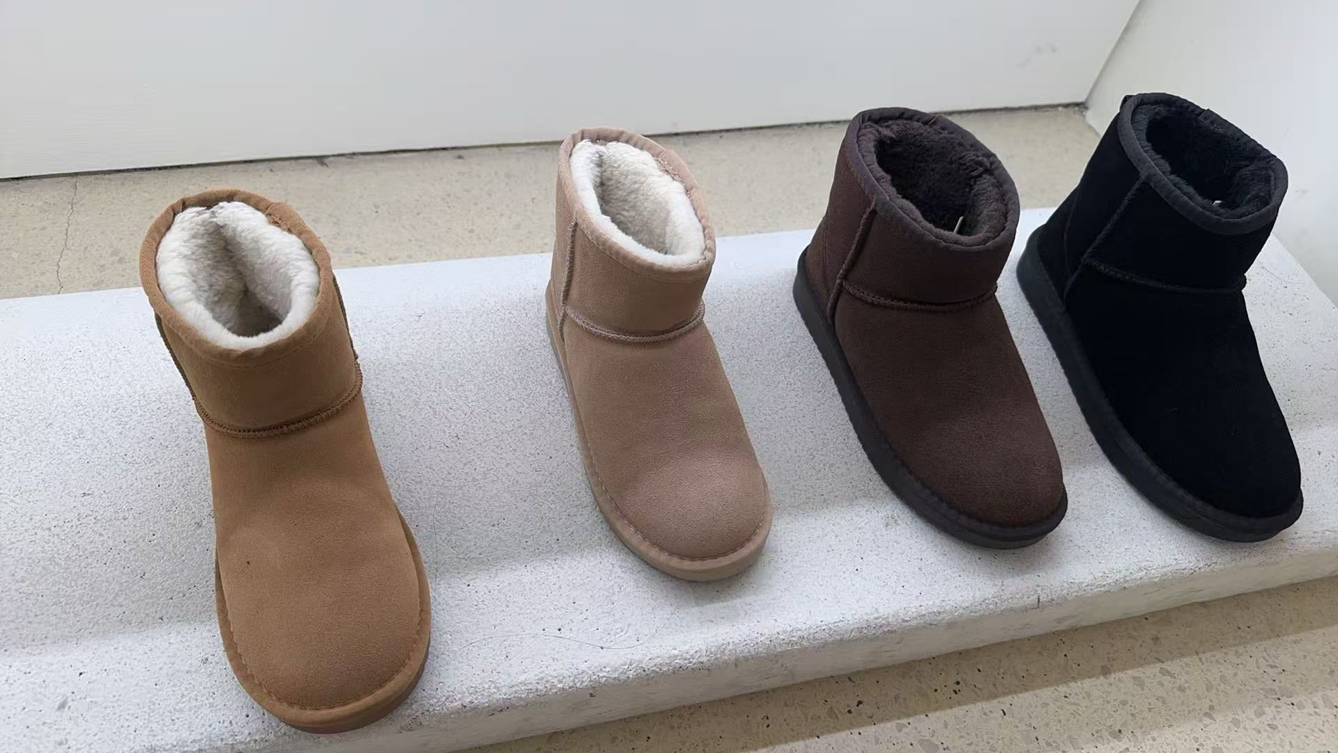 韓國 Sappun Jenli Natural Leather Fur-lined Shearling Boots (3cm) 短款【AU044】