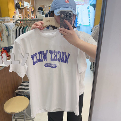 韓國 Wacky Willy Washed Logo Crewneck T-Shirt【WW210】
