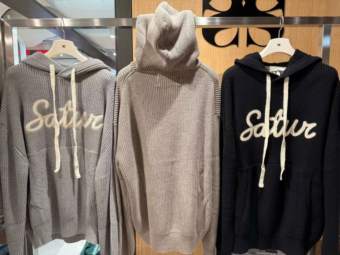 韓國 Satur Appliqué Logo Cashmere Blend Hooded Knit【SR148】