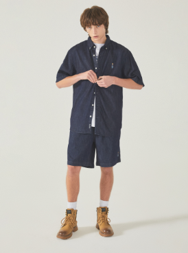 韓國 WhoAU Steve Denim Short Sleeve Shirts【WA163】
