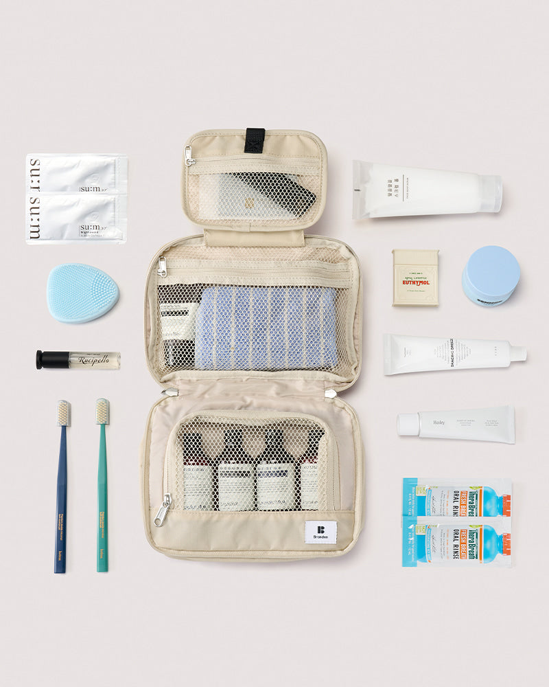 韓國 Branden 可擴展三層折疊掛式旅行洗漱收納袋【SM339】