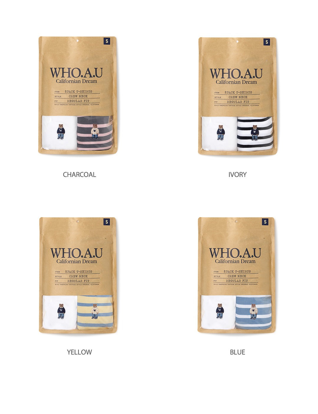 韓國 WhoAU Steve Stripe T-shirt 2PACK【WA253】