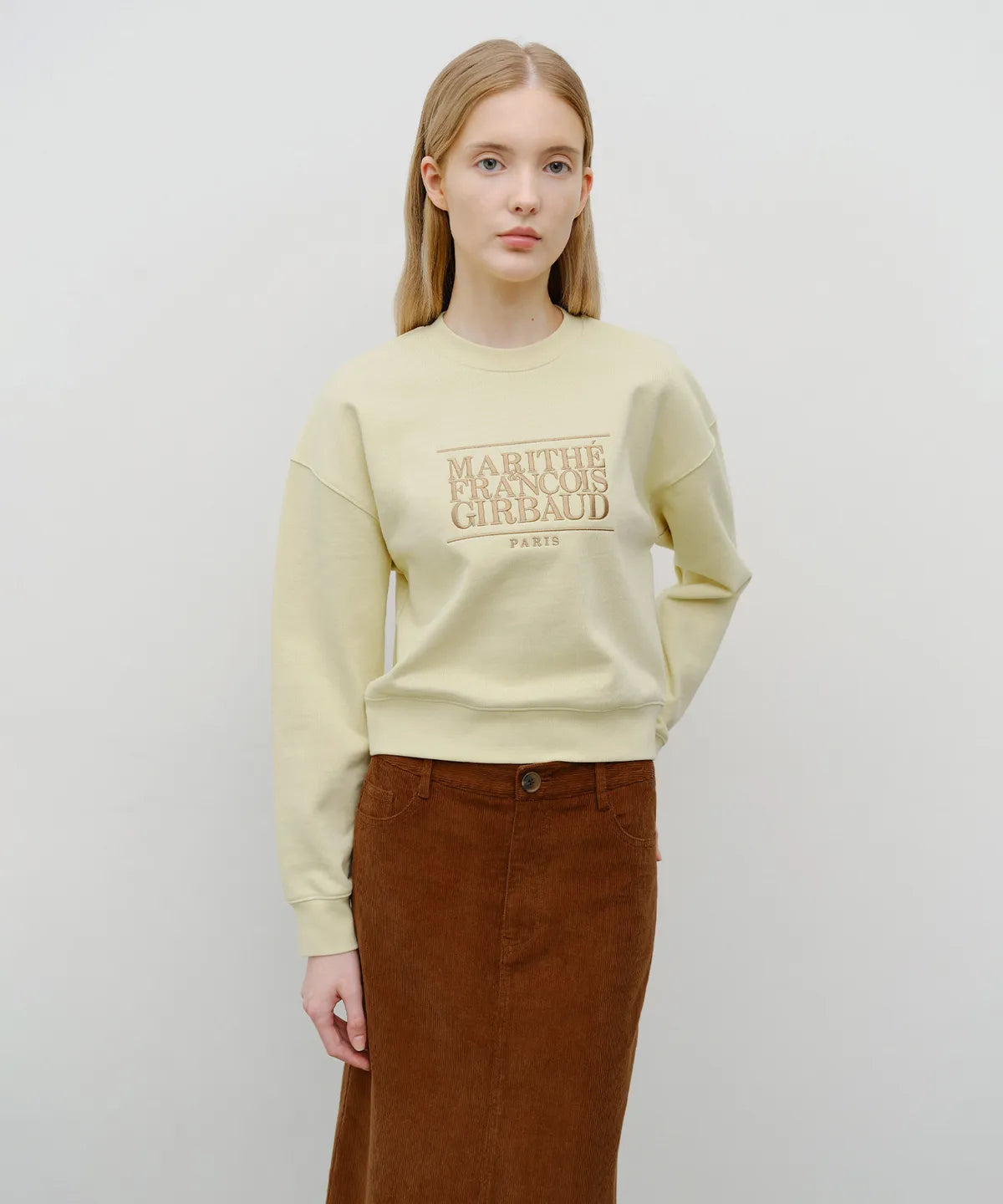 韓國 Marithe Francois Girbaud W Classic Logo Crop Sweatshirt【MF654】