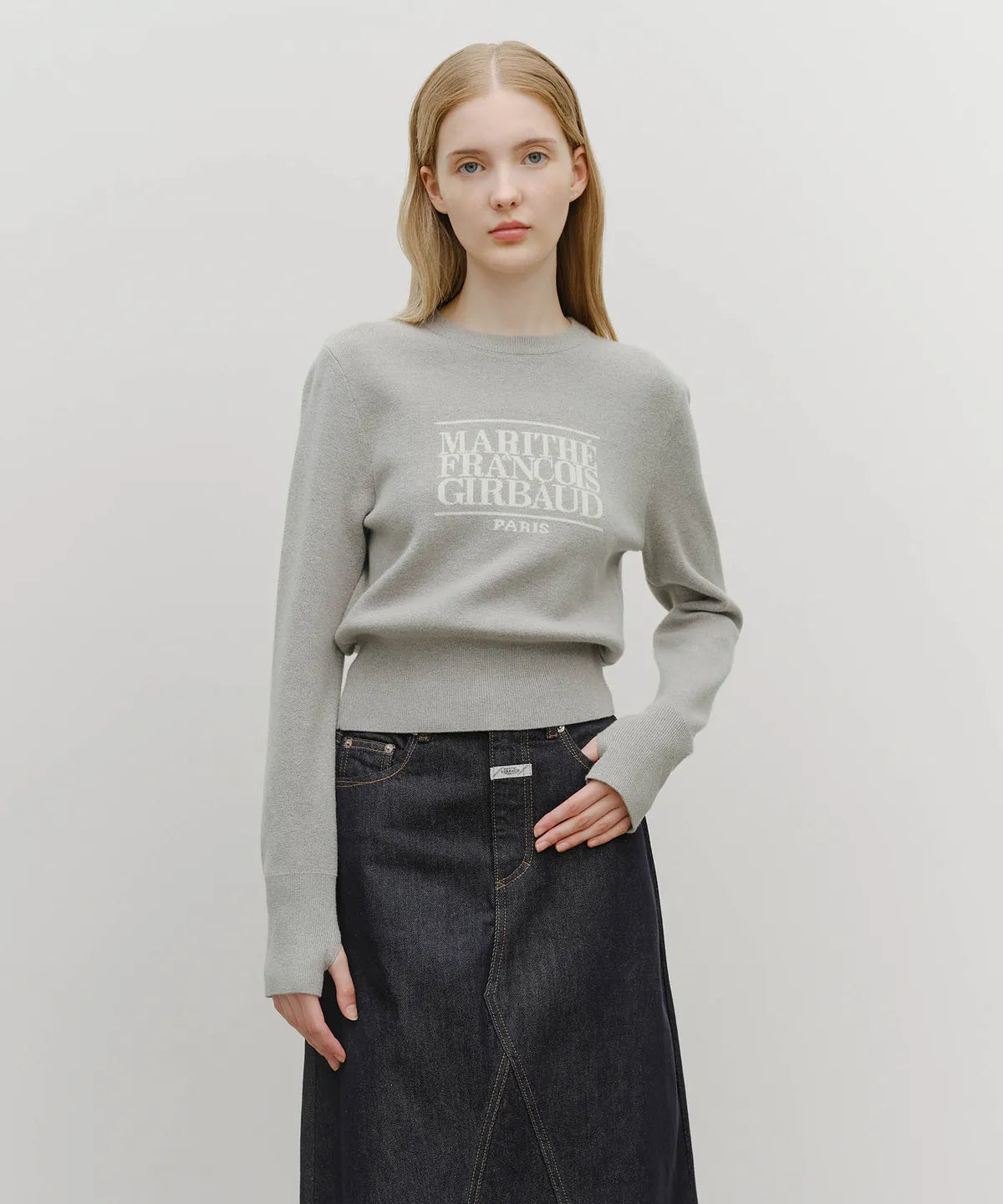 韓國 Marithe Francois Girbaud W Classic Logo Crop Knit【MF664】