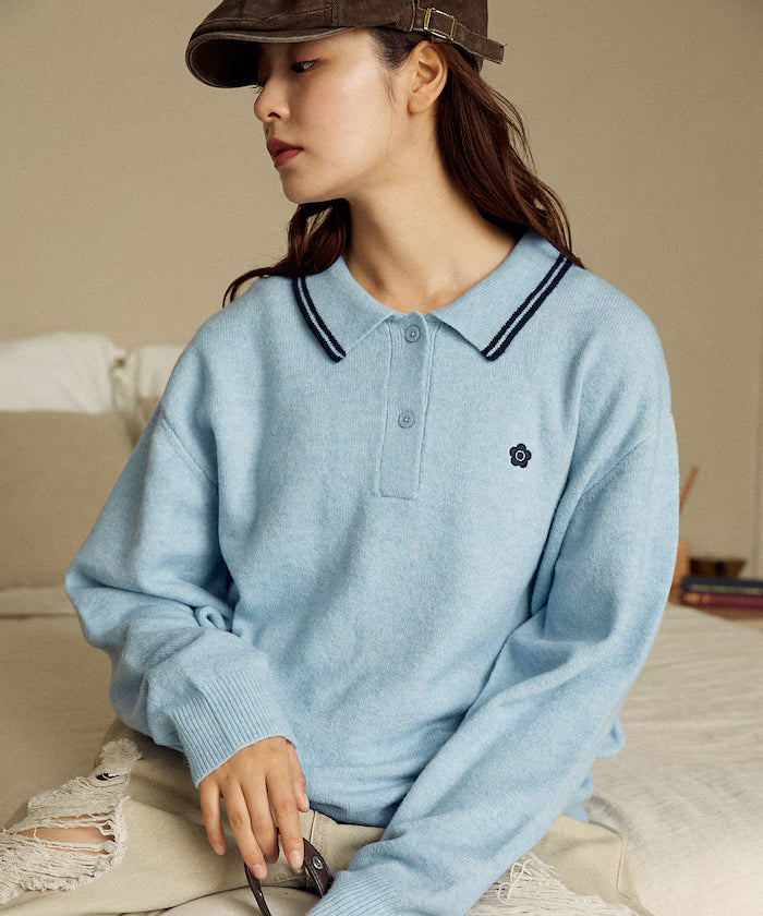 日本直送 Mary Quant 刺繡領針織 Polo 衫【SJ042】