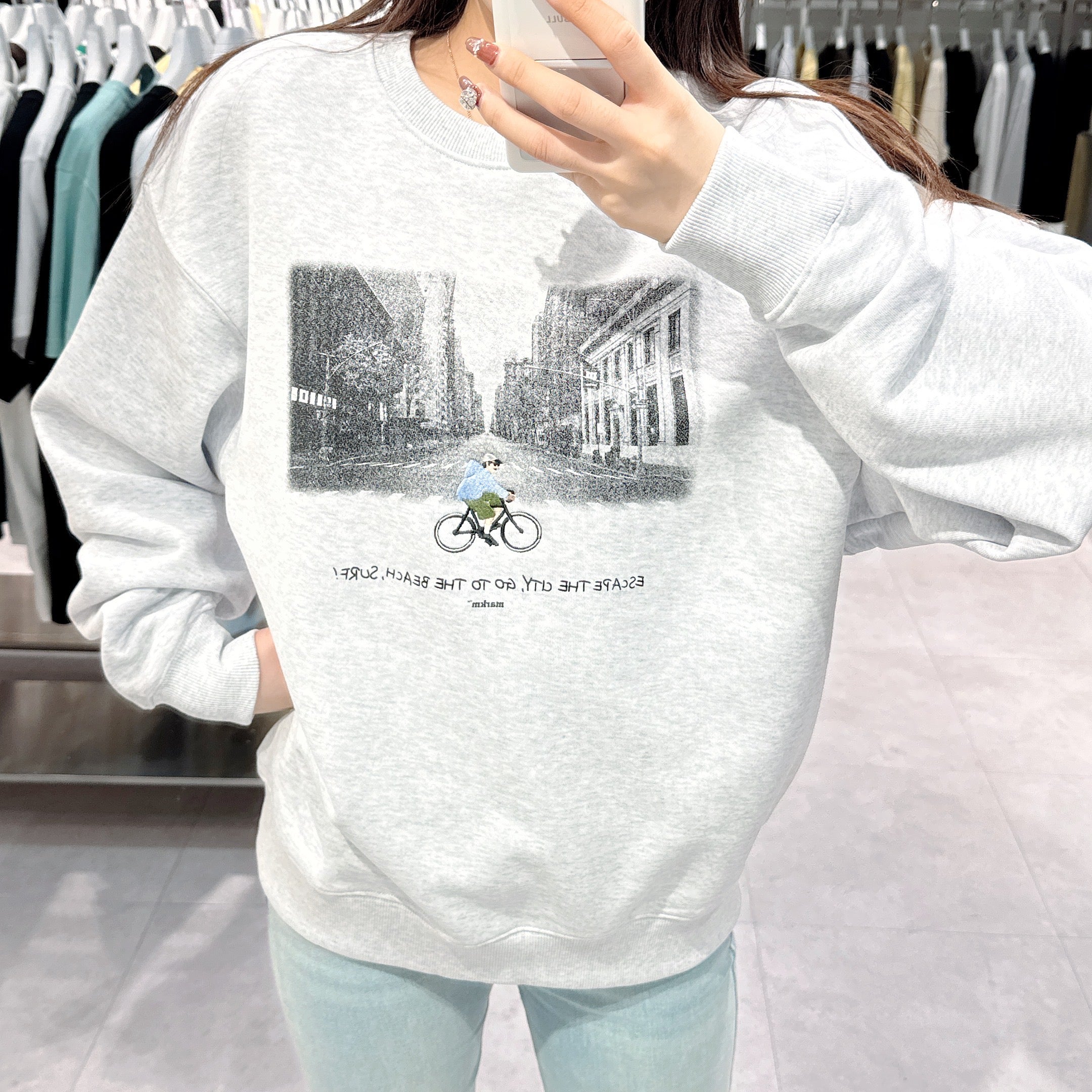 韓國 Markm VINTAGE PRINT BOARDER SWEATSHIRT【MA070】