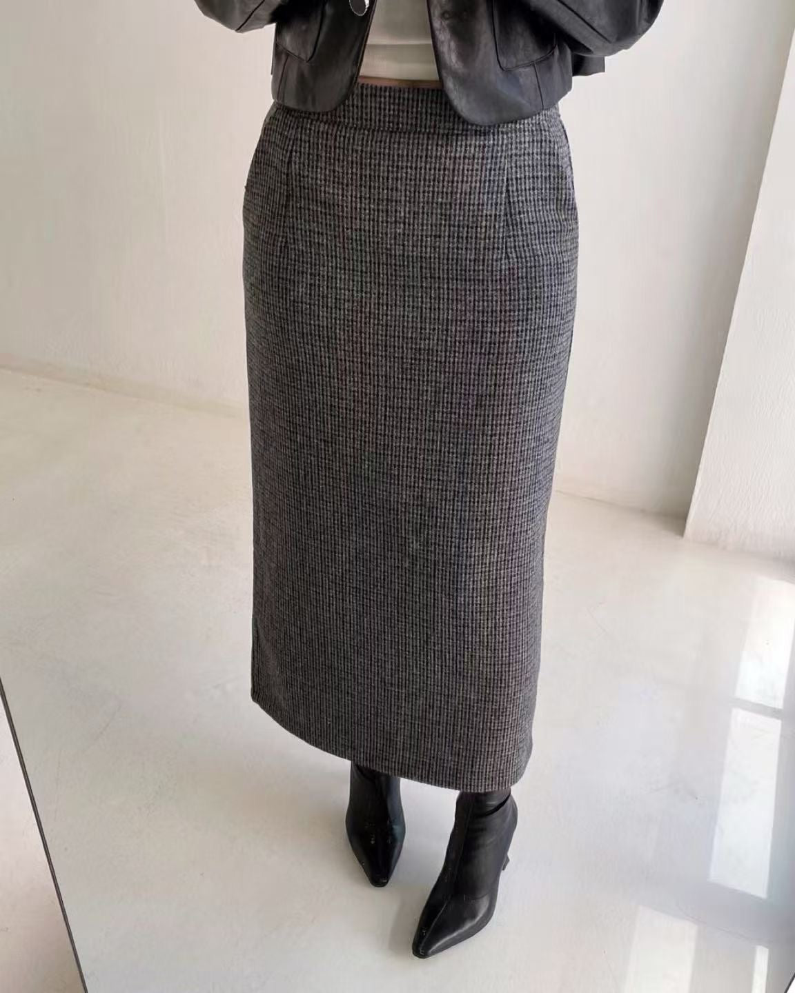 韓國 HowLuk 牛仔裙 刷薄毛 (冬季款)【H361】