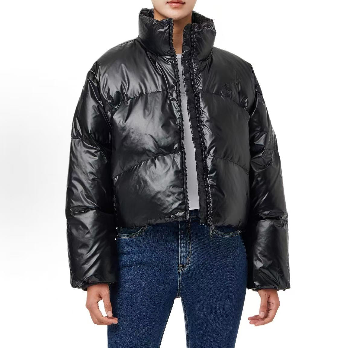 韓國 Calvin Klein Women's Crop Glossy Curved Quilted Down Puffer【CK004】