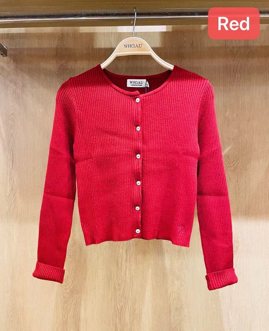 韓國 Who.A.U Ribbed Button Cardigan【WA221】