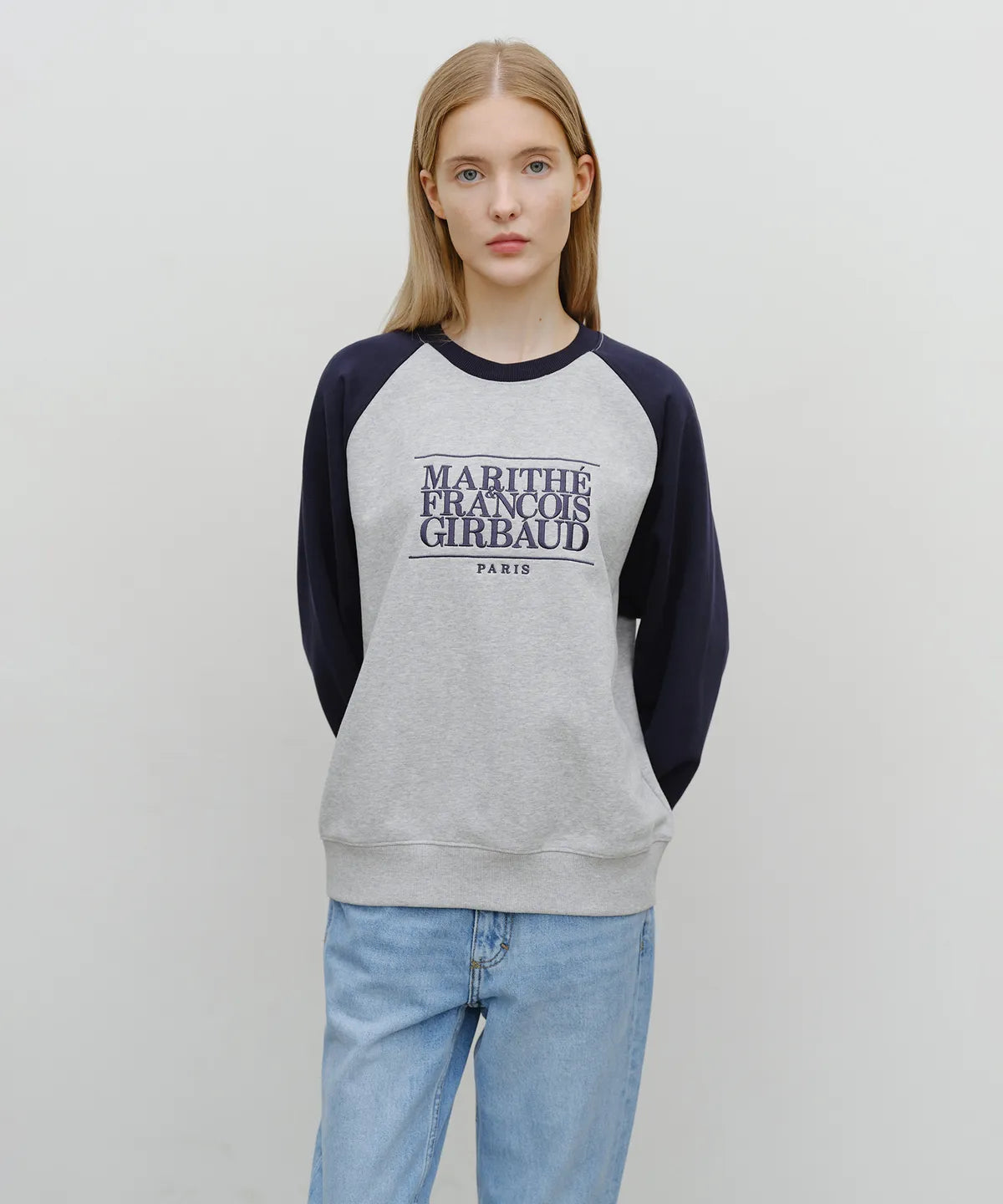 韓國 Marithe Francois Girbaud Classic Logo Color Block Raglan Sweatshirt【MF657】