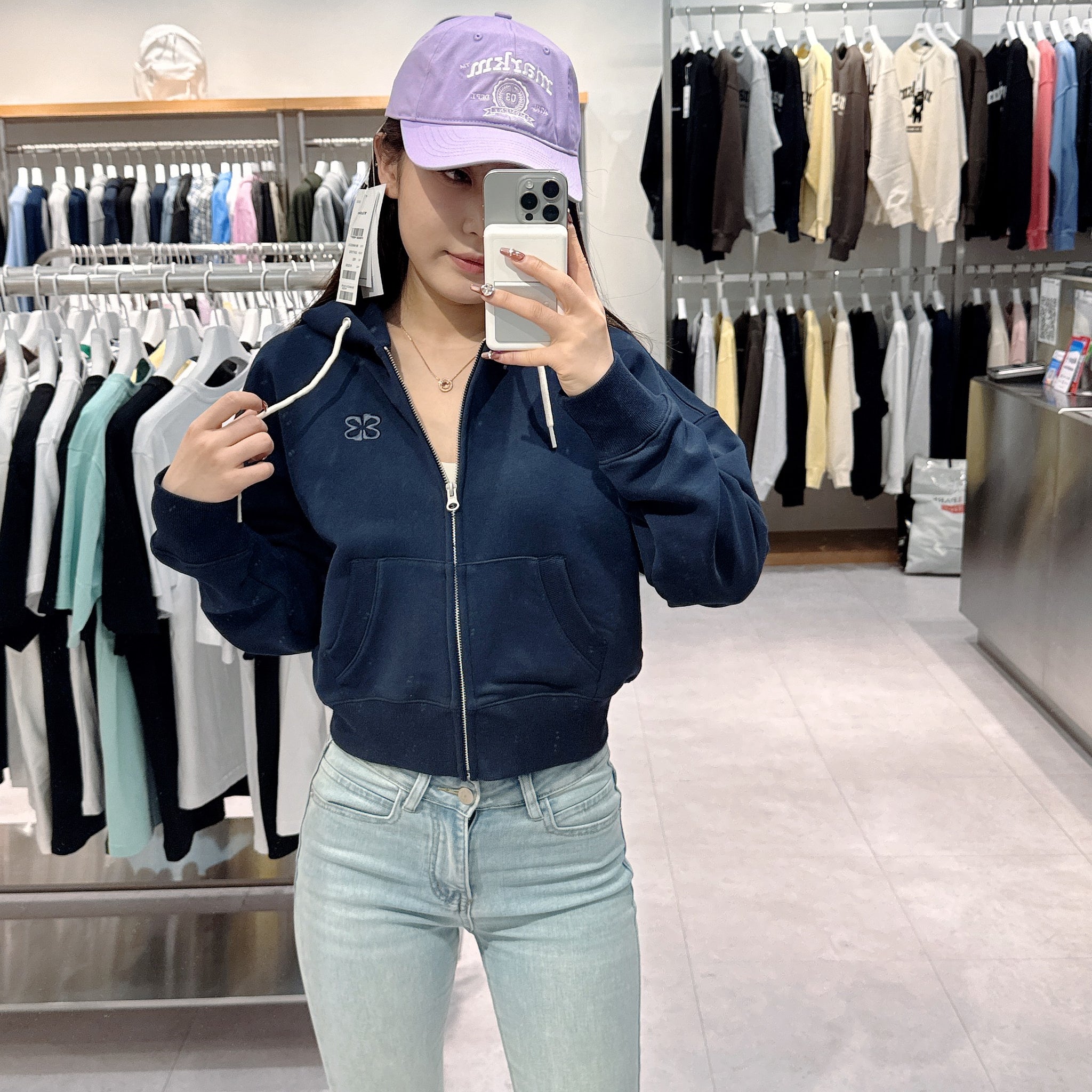 韓國 Markm (W) SYMBOL LOGO CROP HOODIE ZIP-UP【MA071】