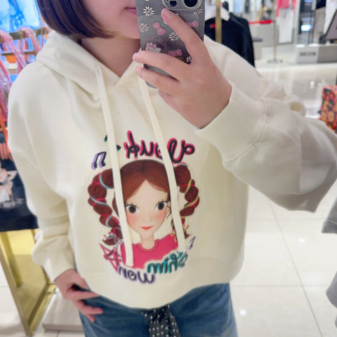 韓國 陸心媛 Graphic Cropped Hoodie【YS062】