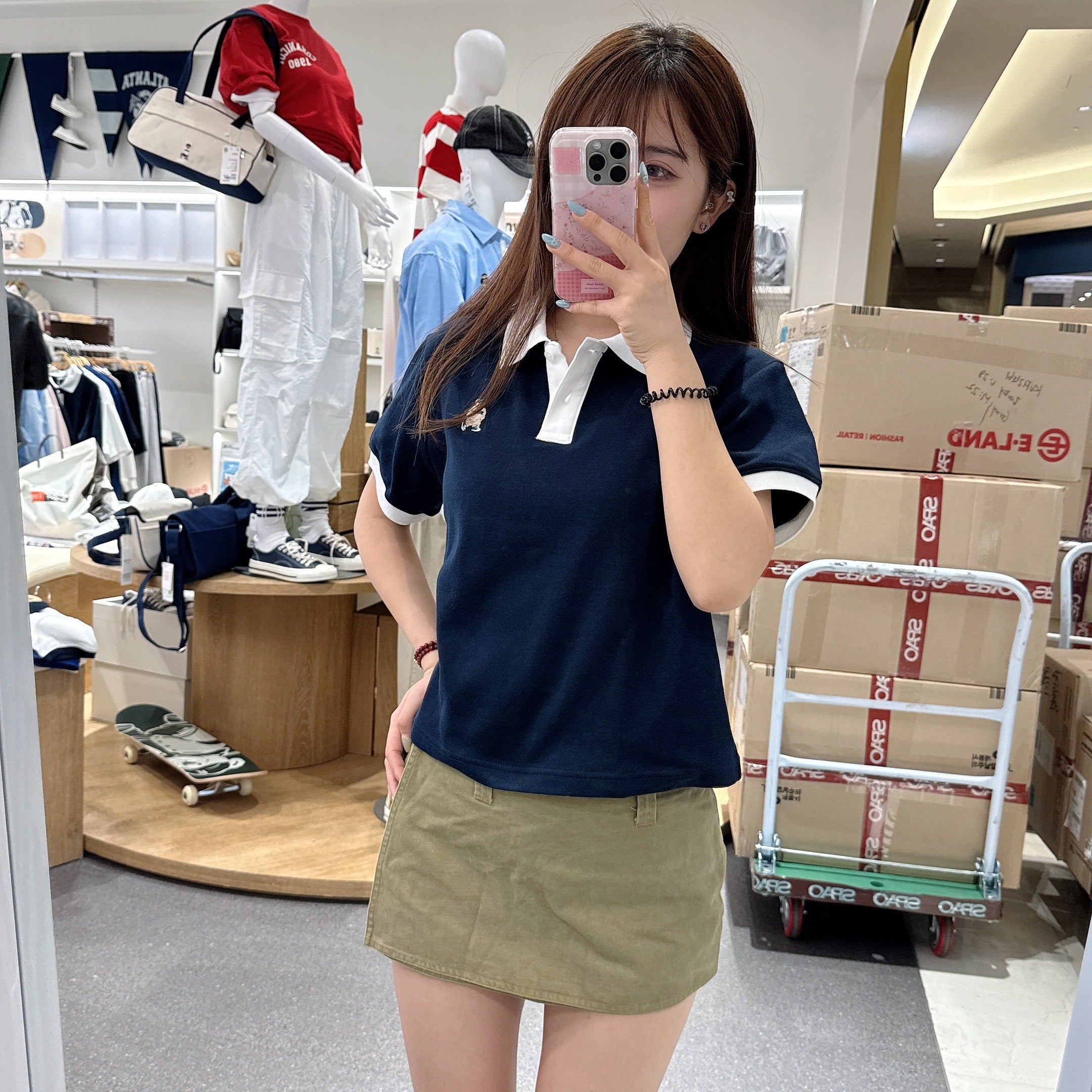 韓國 SPAO Soft Cotton Crop Collar T-shirt【SP120】