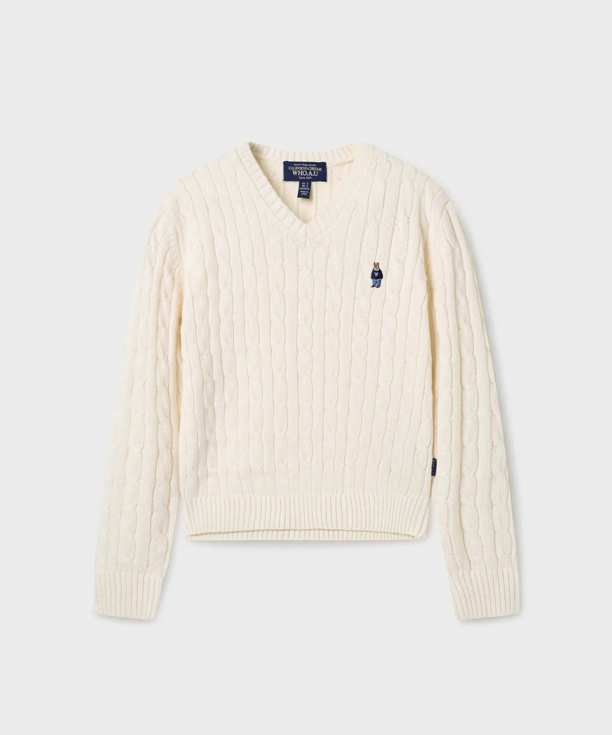 韓國 WhoAU Steve V-neck Cable Sweater【WA186】