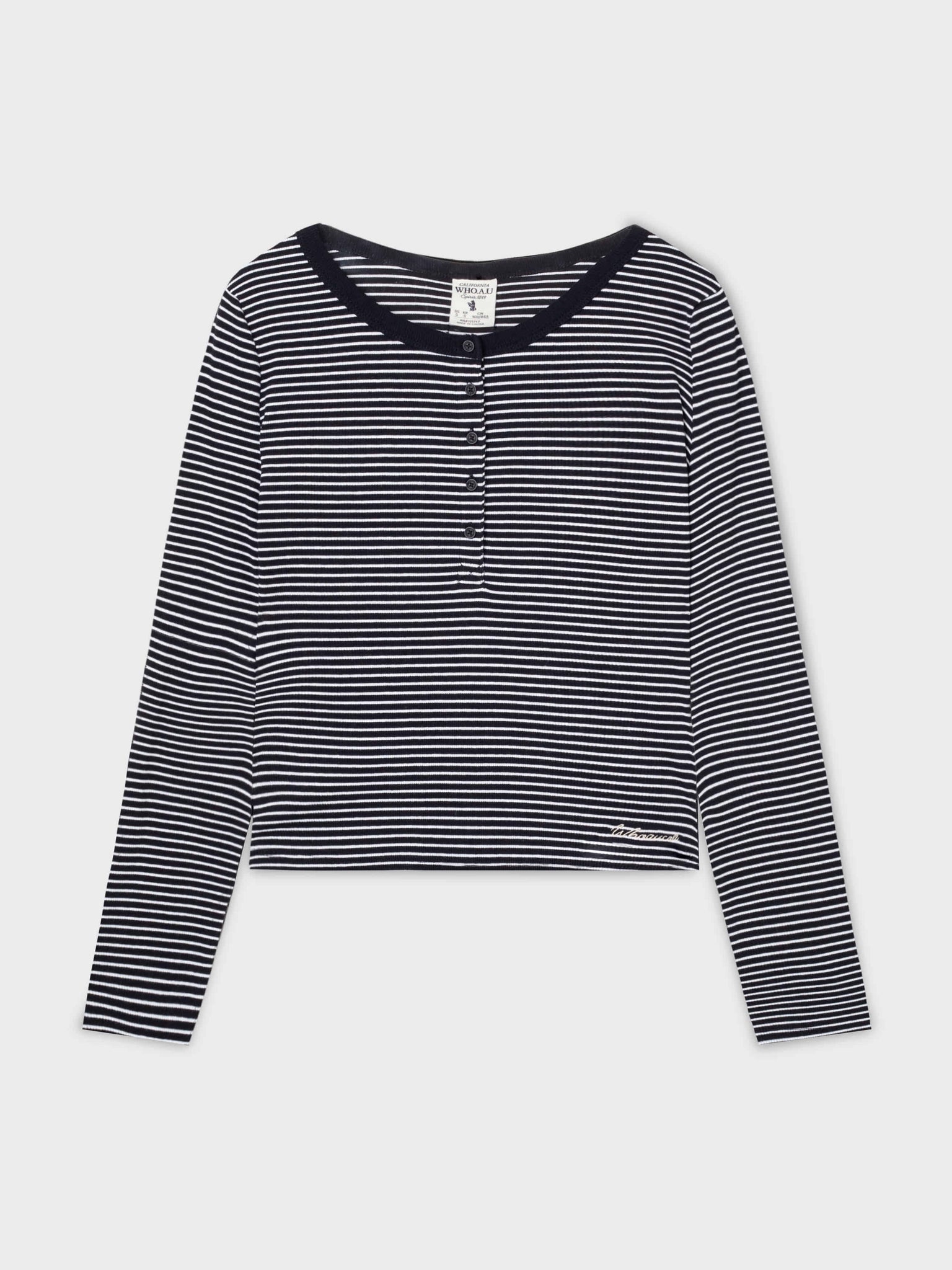 韓國 WhoAU Ribbed Henry Neck T-shirt【WA220】