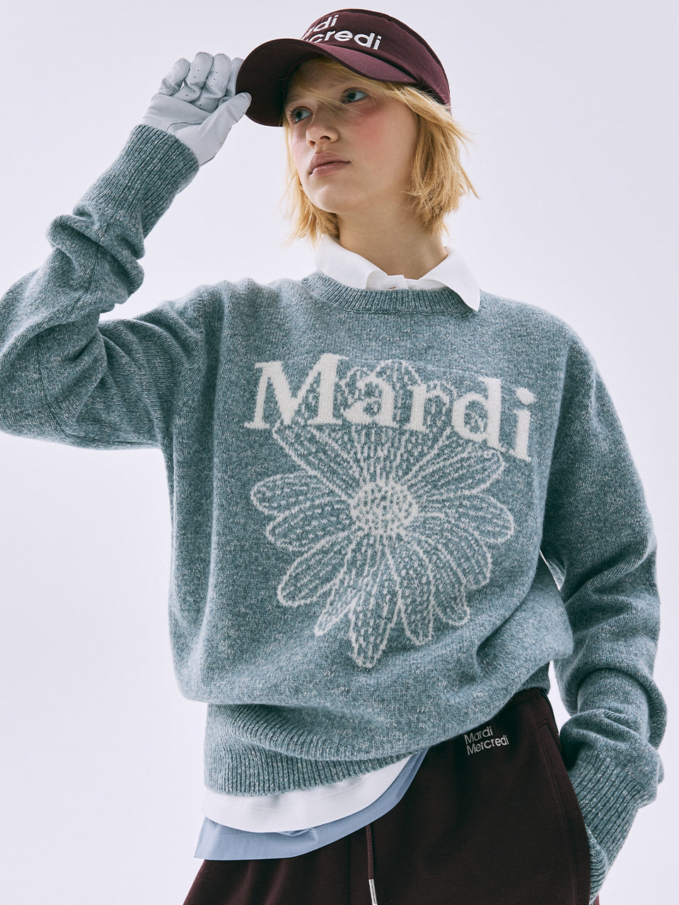 韓國 Mardi Mercredi Tweed Mardi Flower Knit Pullover【MM231】