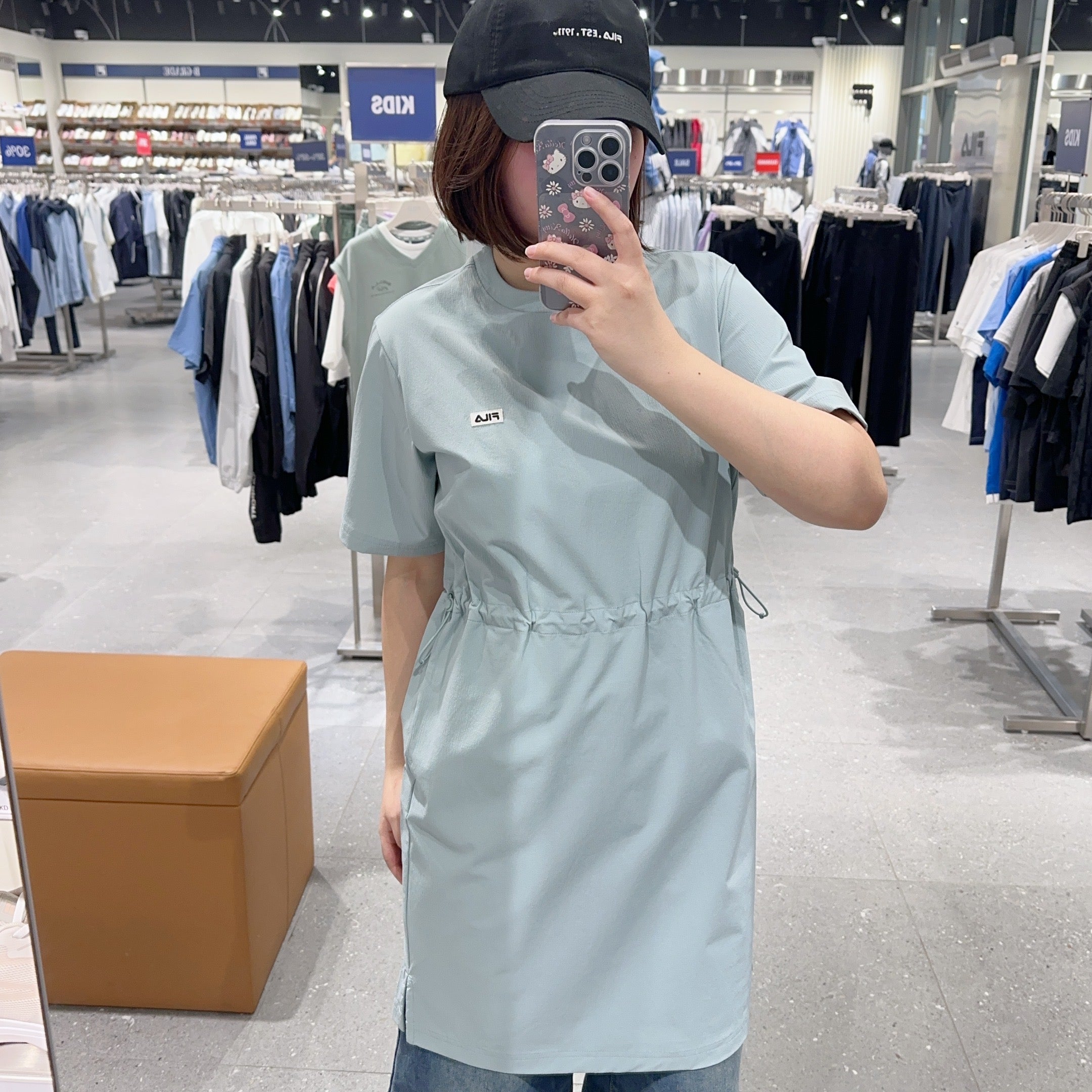 韓國 FILA Seersucker Waist String Dress【FA331】