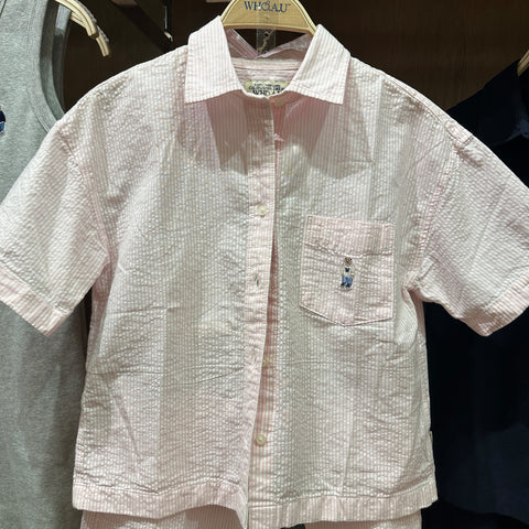 韓國 Who.A.U Steve Seersucker Crop Shirts【WA101】 - Image