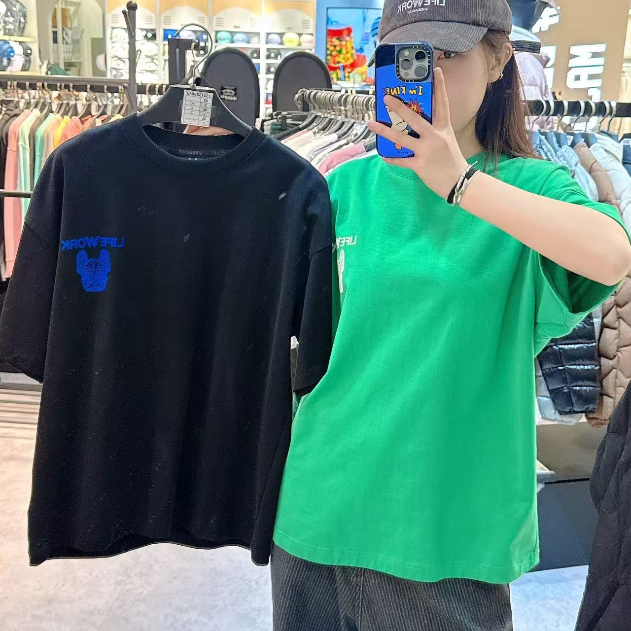 韓國 LifeWork Flocked Ladok Print T-Shirt【LW040】