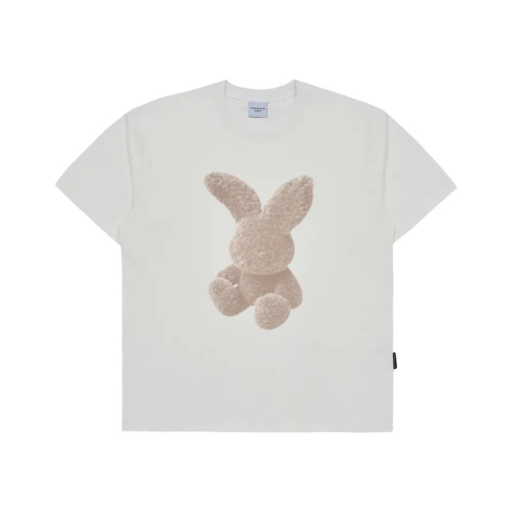韓國 ADLV CREAM FUZZY RABBIT SHORT SLEEVE T-SHIRT【AD010】