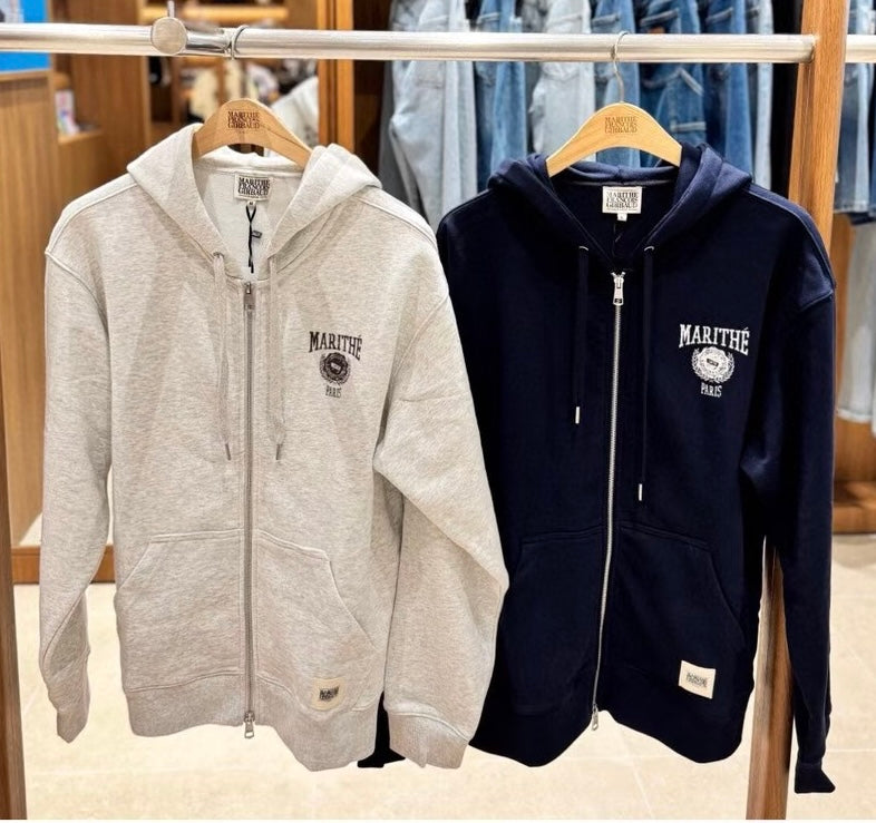 韓國 Marithe Francois Girbaud Big College Logo Graphic Hoodie Zipup【MF731】