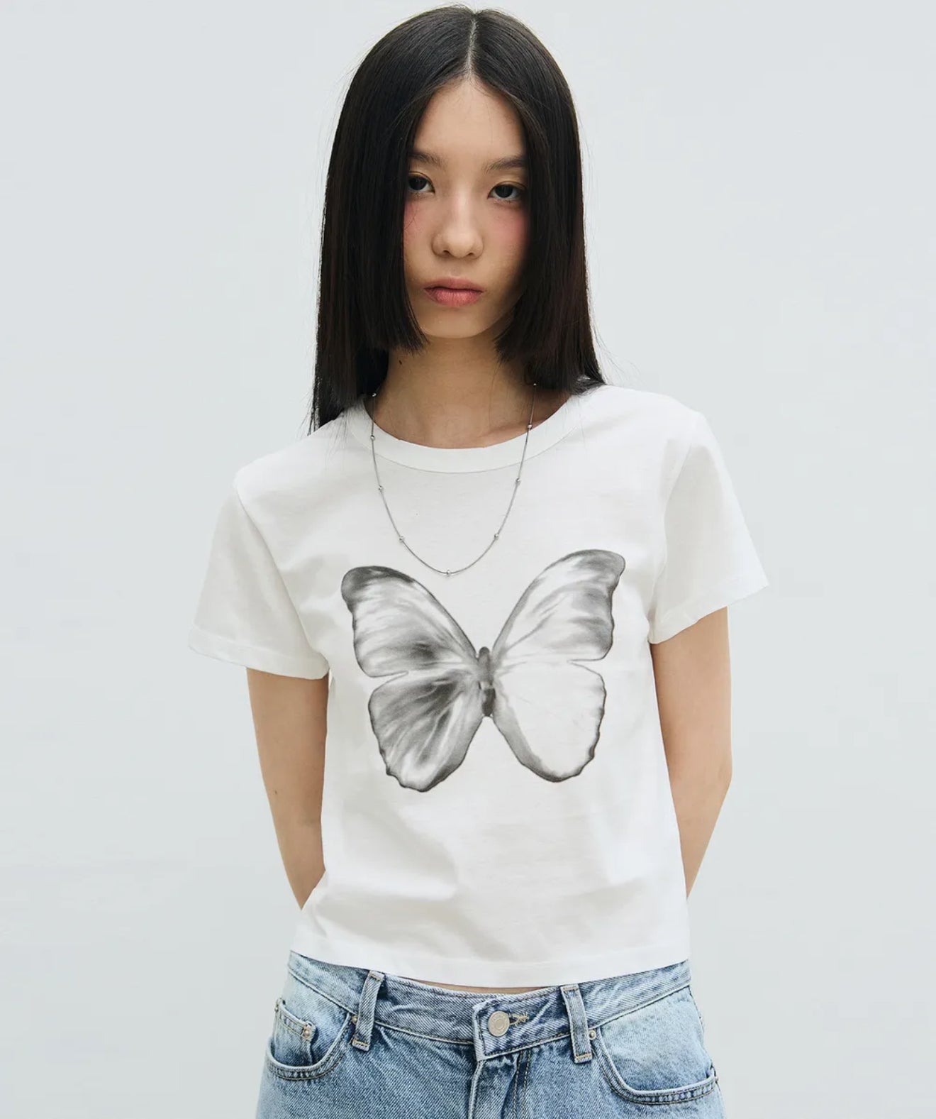 韓國 Nick Nicole Butterfly Soft Coloring Crop Top【KR006】