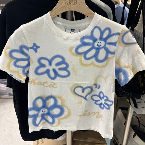韓國 Wacky Willy Women's floral pattern short sleeve t-shirt【WW153】