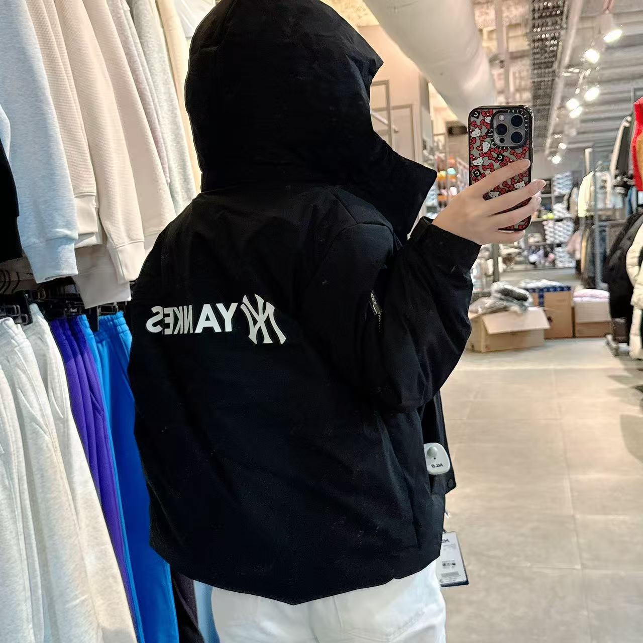 韓國 MLB Basic Big Lettering Hooded Detachable Quick-Drying Weight Short Padding NY【MB013】