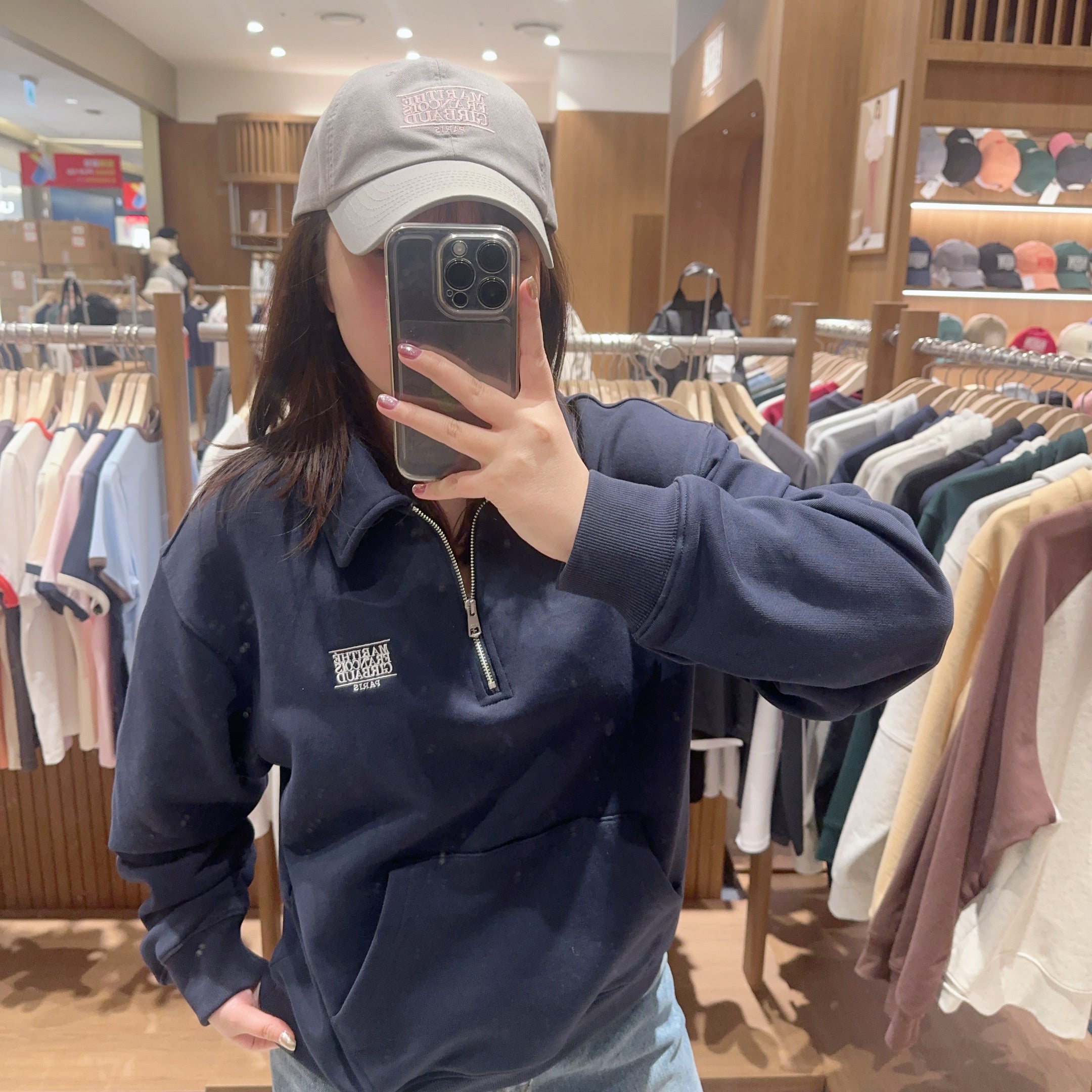 韓國 Marithe Francois Girbaud Classic Logo Collar Half Zipup Sweatshirt 【MF297】