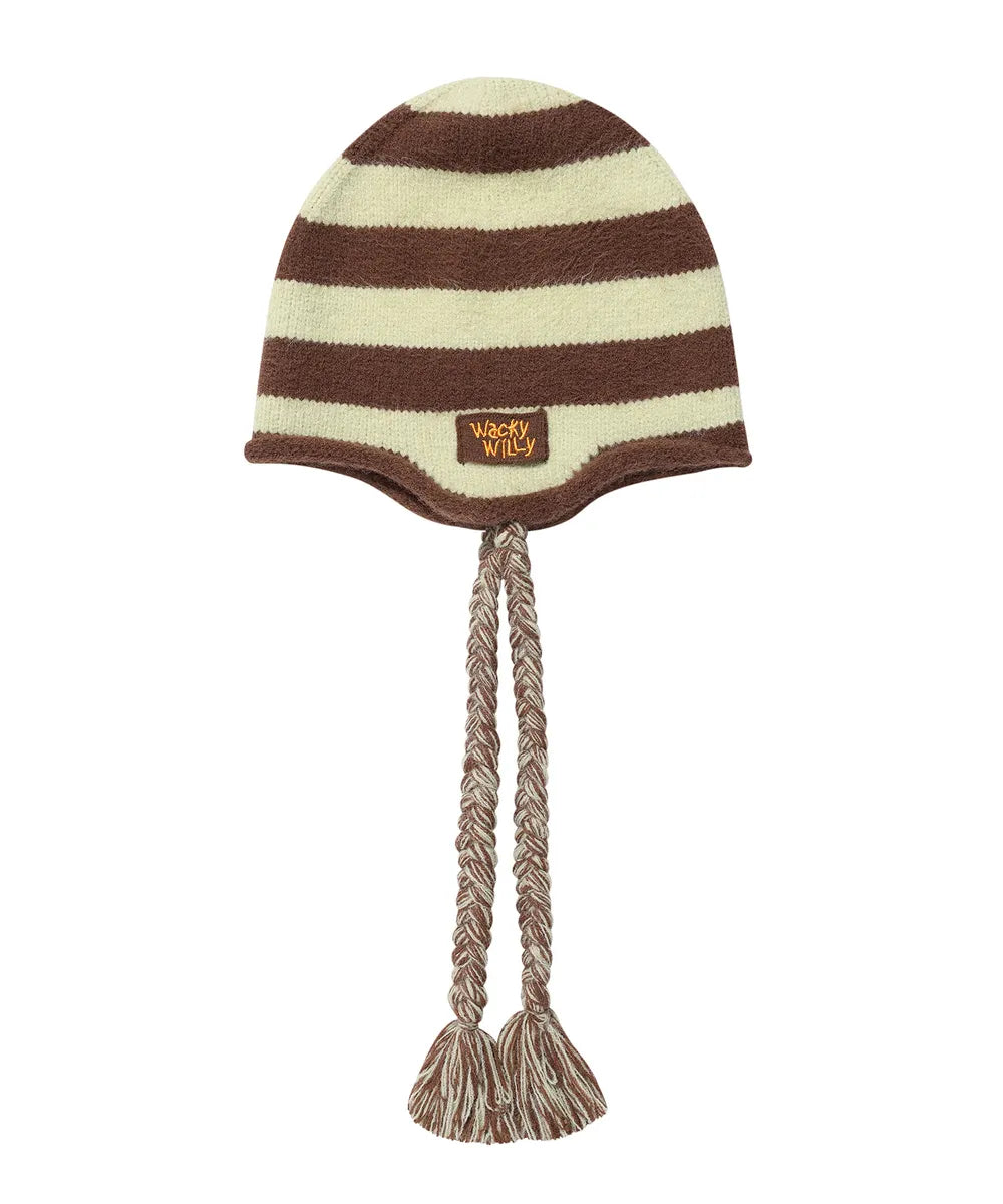韓國 Wacky Willy Striped Tassel Beanie【WW076】