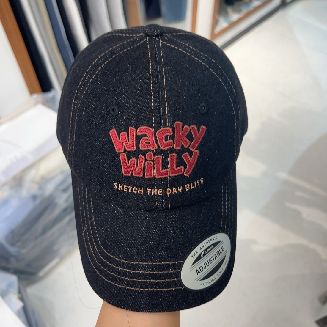韓國 Wacky Willy Typo Denim Ball Cap【WW044】