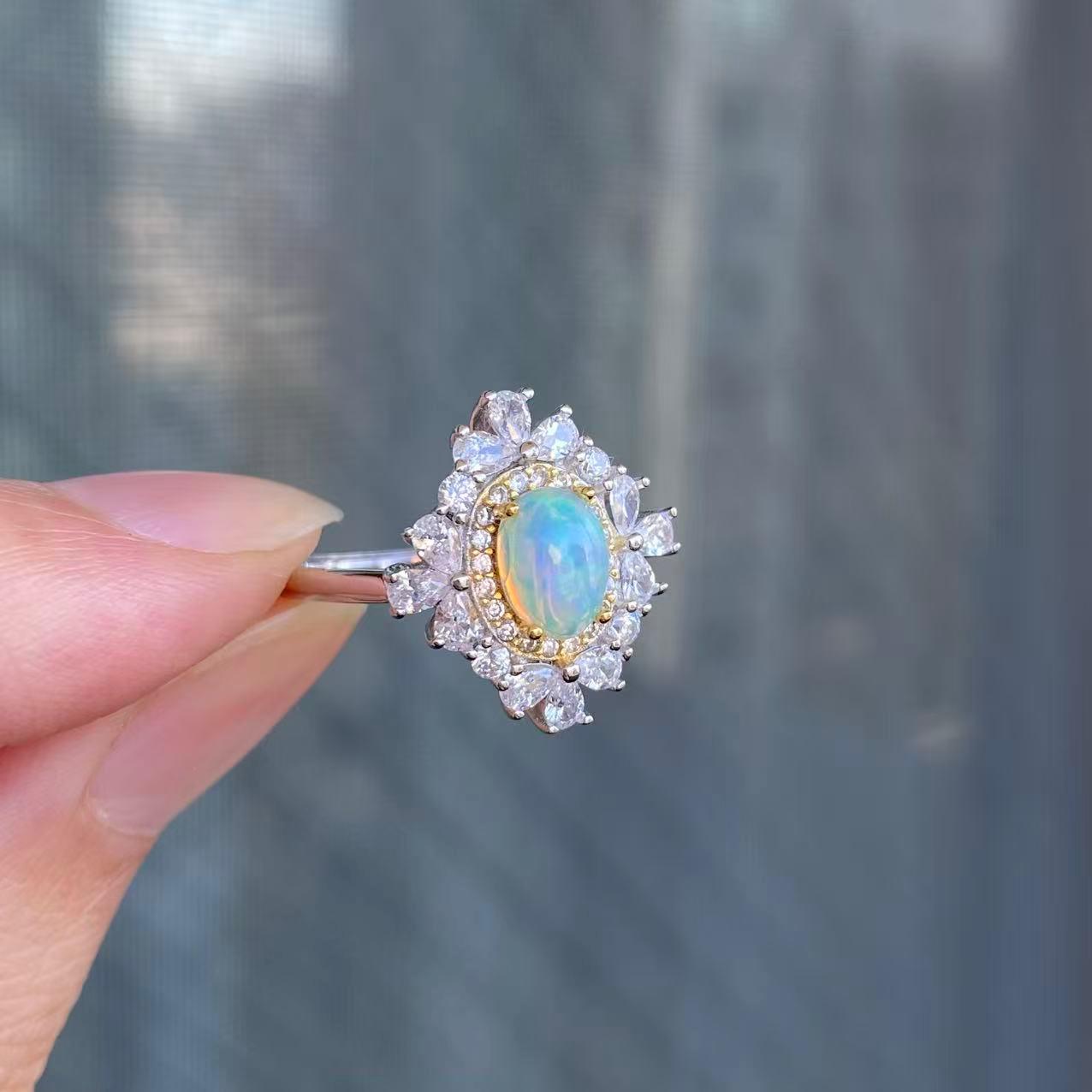 日本直送 天然歐泊銀鑲戒指!【JS352】