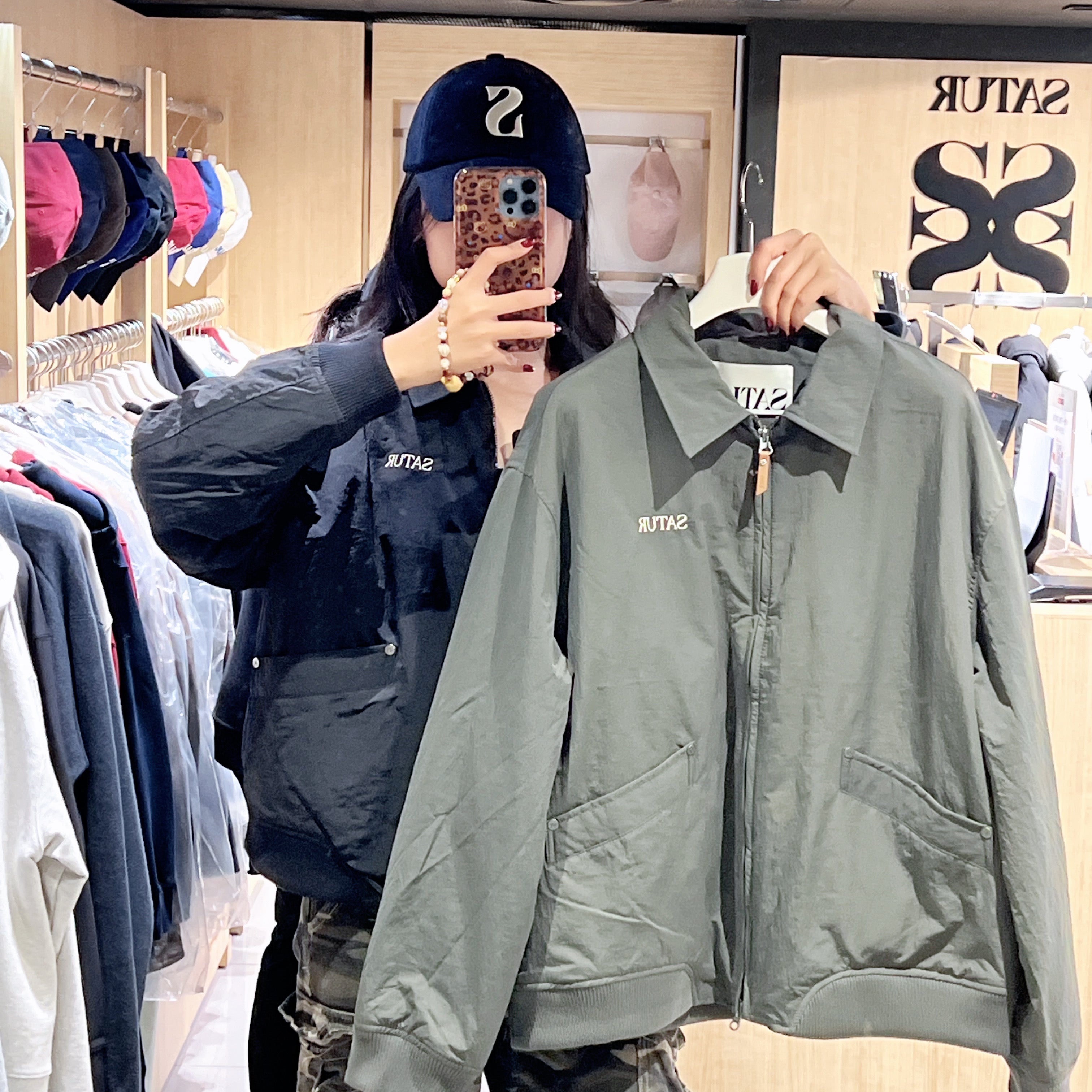 韓國 Satur Maroon Nylon Padded Bomber Jacket【SR212】