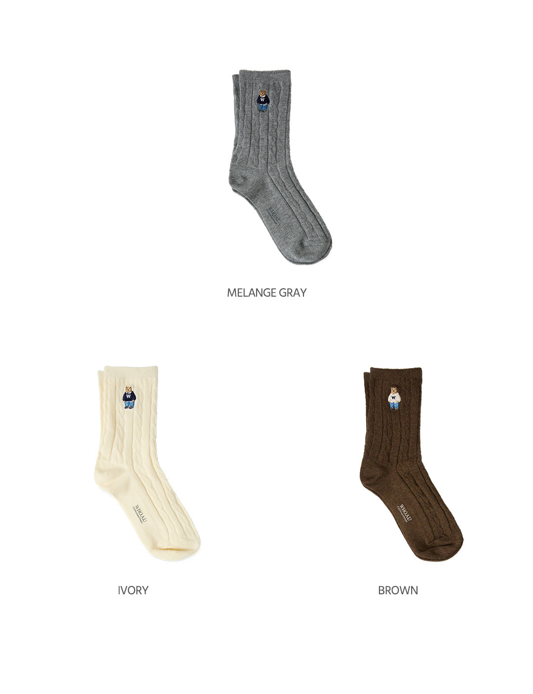 韓國 Who.A.U Steve Cable Socks【WA216】