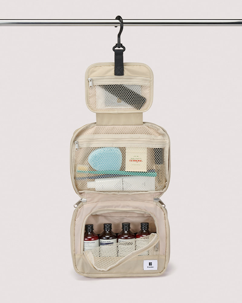 韓國 Branden 可擴展三層折疊掛式旅行洗漱收納袋【SM339】