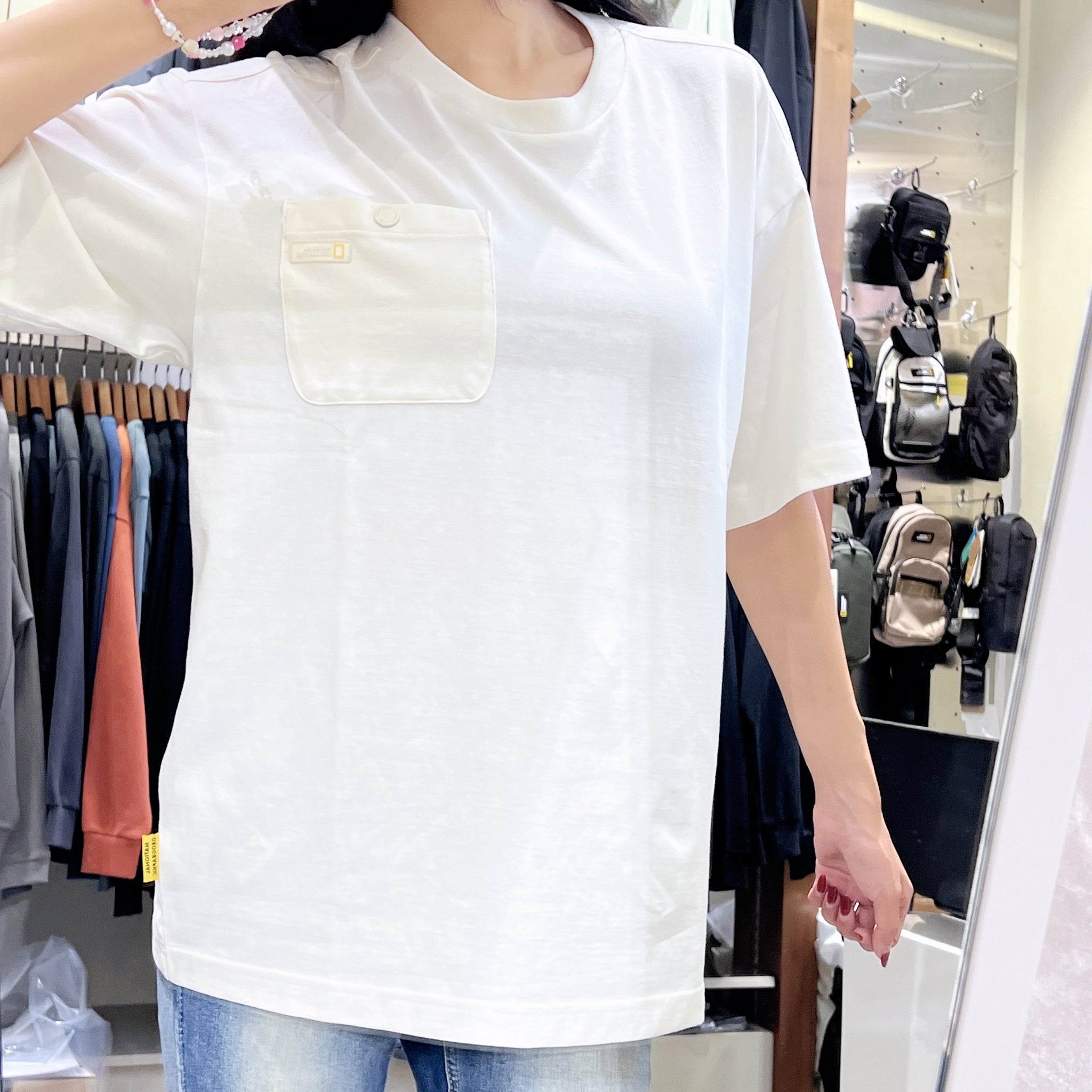 韓國 National Geographic Unisex 16's Cotton Semi-Over Fit Short Sleeve T-Shirt【NG800】