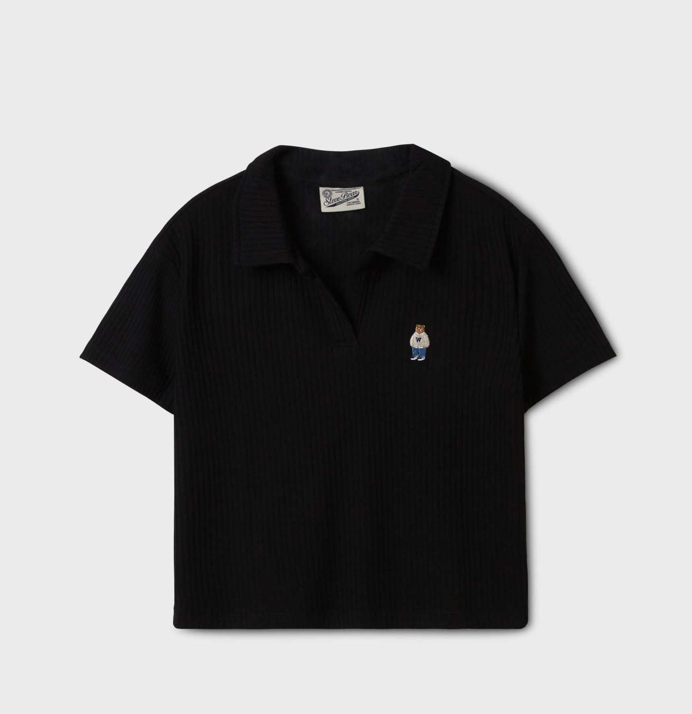 韓國 Who.A.U Steve Ribbed Collar T-Shirt【WA179】