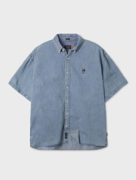 韓國 WhoAU Steve Denim Short Sleeve Shirts【WA163】