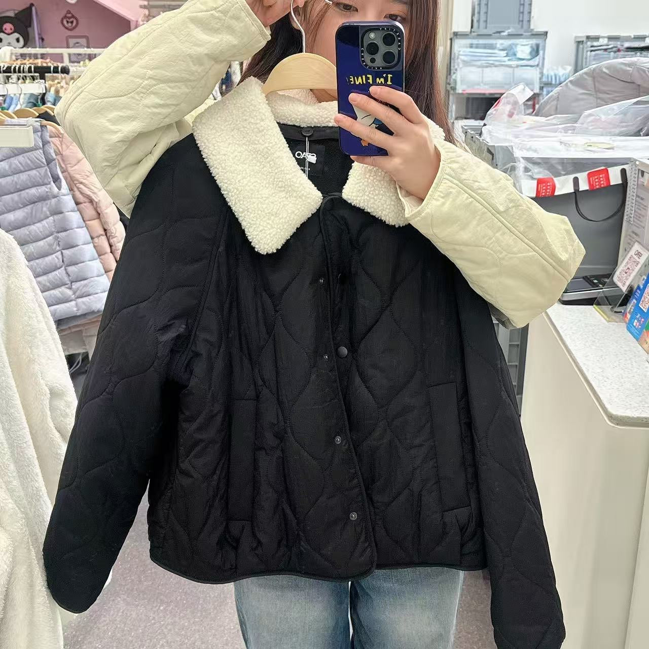 韓國 SPAO Detachable collar lightweight quilted jacket【SP192】
